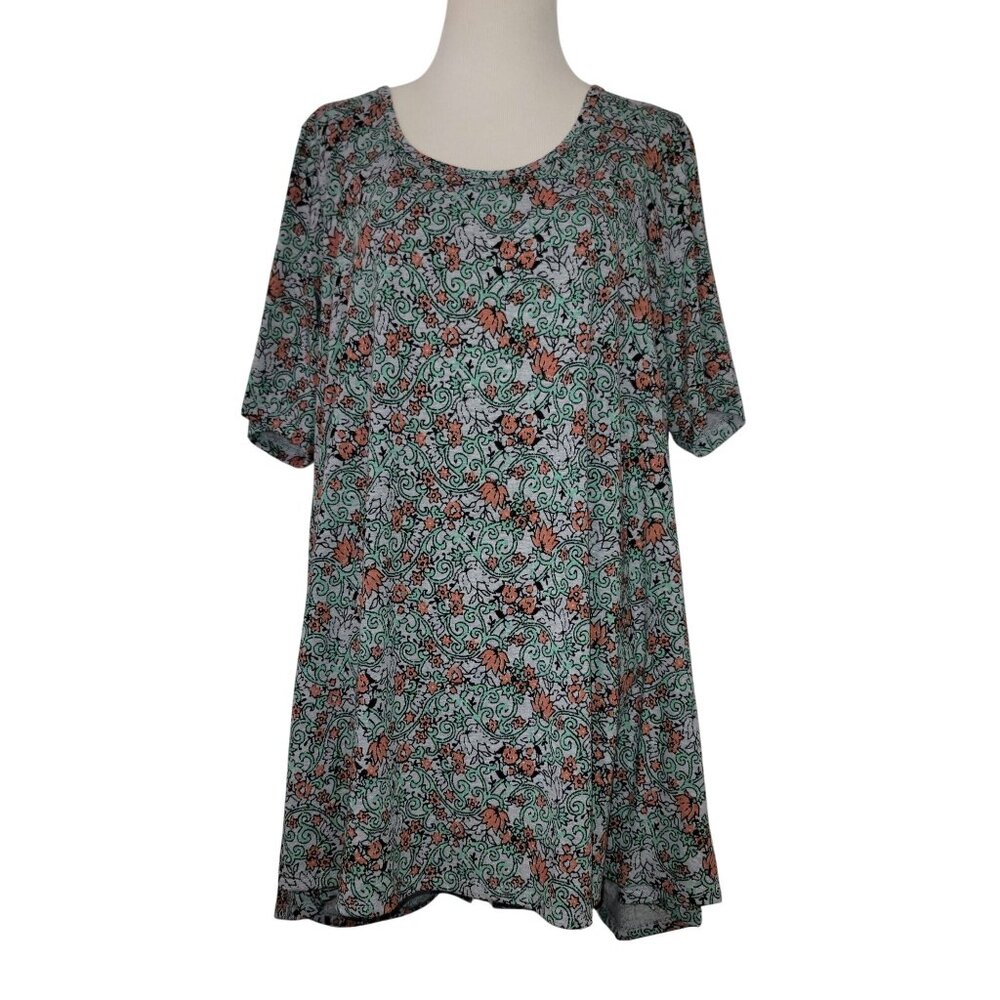 LuLaRoe Womens Perfect T Swing Tunic XL Floral Print Super Soft Short Sleeve